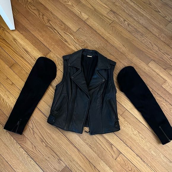 Rebecca Minkoff Jackets & Blazers - Rebecca Minkoff jacket + leather vest with removable felt sleeves size Small